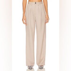 Anine Bing Carrie Pant Pleated Wide Leg in Taupe Tan Size 40